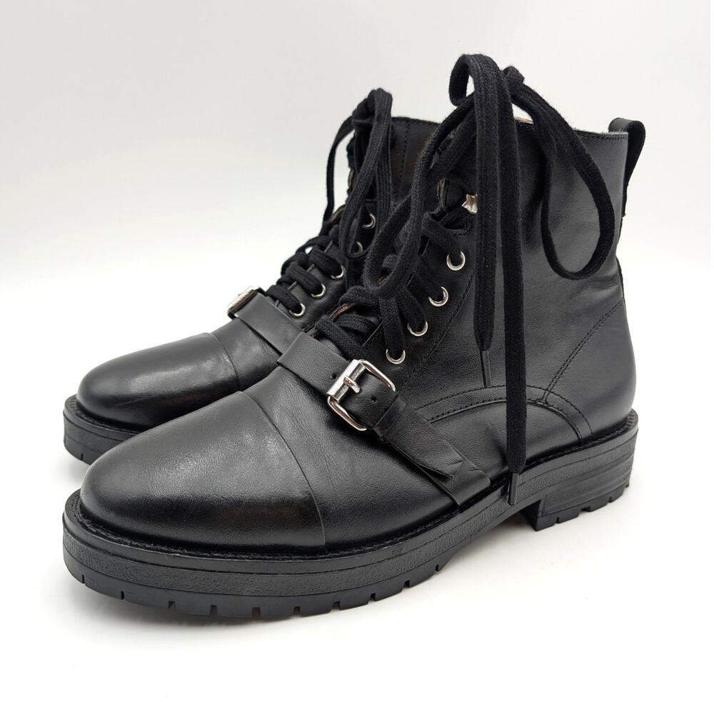 ALLSaints Tori Lace-Up Leather Ankle Boots Women's Black Size US9 EU39